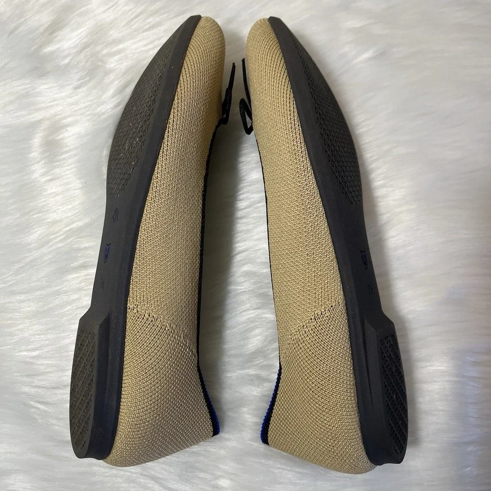 Rothy's The Ballet Flat Neutral Beige Bow Women's 7.5 Casual Comfort Minimalist